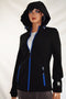 Nautica Women's Long Sleeves Stretch Black Full Zip Hooded Fleece Jacket Coat XS