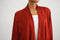 New JM Collection Women Open-Front Stretch Red Draped Suede Cardigan Shrug Top L