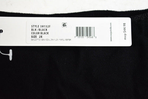 New August Silk Women Long Sleeve Black Draped Open Front Cardigan Shrug Plus 2X - evorr.com