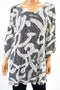 $65 Alfani Women 3/4 Slv Stretch Black Striped-Printed Tunic Blouse Top Plus 2X