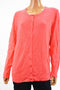Charter Club Women's Long Sleeve Red Solid Button Down Cardigan Shrug Plus 2X