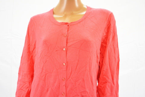 Charter Club Women's Long Sleeve Red Solid Button Down Cardigan Shrug Plus 2X