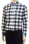 John Ashford Men Long-Sleeve Black/Ivory Check Button-Down Flannel Dress Shirt M - evorr.com