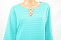 JM Collection Women's Green Striped Embellished-Keyhole Tunic Blouse Top Plus 3X