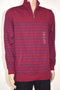 New Club Room Men's Long-Sleeves Red Blue Striped Quarter-Zip Fleece Sweater L - evorr.com