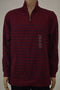 New Club Room Men's Long-Sleeves Red Blue Striped Quarter-Zip Fleece Sweater L - evorr.com