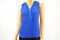 NEW INC Concepts Women's Sleeveless Blue Zippered Knit Back V-Neck Blouse Top XS