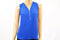 NEW INC Concepts Women's Sleeveless Blue Zippered Knit Back V-Neck Blouse Top XS