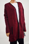 Charter Club Women Open Front Red Faux-Leather Trim Cardigan Duster Shrug Top L