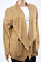 JM Collection Women Brown Mole Skin Open-Front  Suede Cardigan Shrug Top Plus 1X