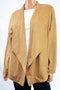 JM Collection Women Brown Mole Skin Open-Front  Suede Cardigan Shrug Top Plus 1X