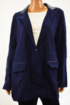 Lauren Ralph Lauren Women's Blue 1-Button Faux Leather Cardigan Sweater Plus 2X