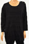 Karen Scott Women 100% Cotton Black Textured Jacquard Tunic Sweater Top Plus 3X