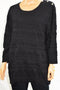 Karen Scott Women 100% Cotton Black Textured Jacquard Tunic Sweater Top Plus 3X