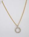 Circular Stone Studded Pendant Necklace with Rolo Chain - evorr.com