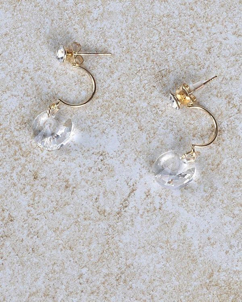 Clear Crystal Drop Earrings with Post Nut Closure - evorr.com