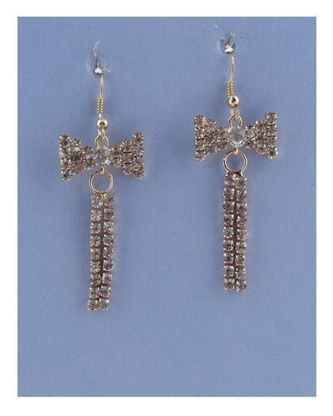 Drop rhinestone bow earrings - evorr.com
