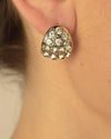 Oval Shaped Stone Studded Earrings - evorr.com