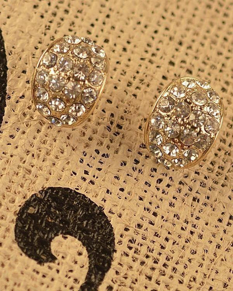 Oval Shaped Stone Studded Earrings - evorr.com