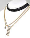 Layered Cutout Lace Band and Rolo Chain Choker Necklace - evorr.com