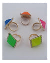 Square neon adjustable ring - evorr.com