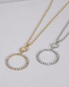 Rhinestone Embellished Ringlet Pendant Rolo Chain Necklace - evorr.com