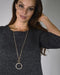 Rhinestone Embellished Ringlet Pendant Rolo Chain Necklace - evorr.com