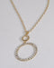 Rhinestone Embellished Ringlet Pendant Rolo Chain Necklace - evorr.com