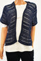 Karen Scott Women Cotton Blue Open-Front Pointelle Knit Cardigan Shrug Plus 1X