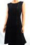 $149 Calvin Klein Women's Black Flocked Scuba-Knit Fit & Flare Dress Plus 16W - evorr.com