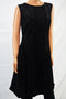 $149 Calvin Klein Women's Black Flocked Scuba-Knit Fit & Flare Dress Plus 16W - evorr.com
