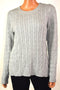 Charter Club Women Crew-Neck Metallic Gray Embellished Cable Knit Sweater Top XL - evorr.com