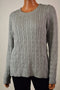 Charter Club Women Crew-Neck Metallic Gray Embellished Cable Knit Sweater Top XL - evorr.com