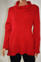 New Style&Co Women's Cowl Neck Bell Sleeves Red Ribbed Knit Tunic Sweater Top L - evorr.com