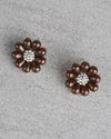 Rhinestone Studded Floral Patterned Earrings - evorr.com