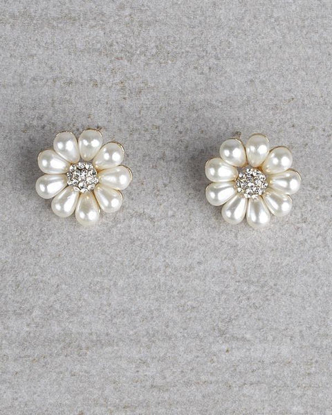 Rhinestone Studded Floral Patterned Earrings - evorr.com
