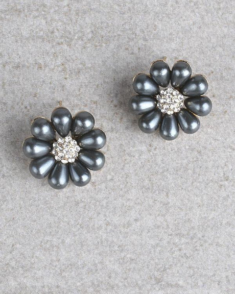 Rhinestone Studded Floral Patterned Earrings - evorr.com
