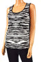 New August Silk Women Scoop Neck Sleeveless Black Zebra Print Blouse Top Size L - evorr.com