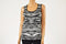 New August Silk Women Scoop Neck Sleeveless Black Zebra Print Blouse Top Size L - evorr.com