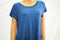 Alfani Women Short-Sleeve Stretch Blue Satin Trim Hi-Lo T-Shirt Blouse Top XXL