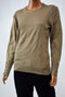 JM Collection Women's Crew Neck Brown Buttoned-Cuff Cozy Yarn Knit Sweater Top L - evorr.com