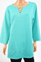 JM Collection Women's Green Striped Embellished-Keyhole Tunic Blouse Top Plus 2X