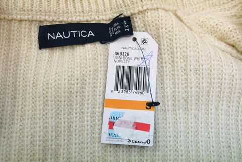Nautica Mens Long Sleeve Shawl Collar Full-Zip White Pocketed Cardigan Sweater S