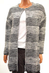 Cable & Gauge Women's Gray Metallic Striped Open Front Cardigan Sweater Coat L