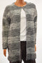 Cable & Gauge Women's Gray Metallic Striped Open Front Cardigan Sweater Coat L