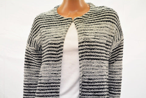 Cable & Gauge Women's Gray Metallic Striped Open Front Cardigan Sweater Coat L