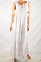 New NY Collection Women's Sleeveless Lace-Up White Lace Trim Long Maxi Dress XL