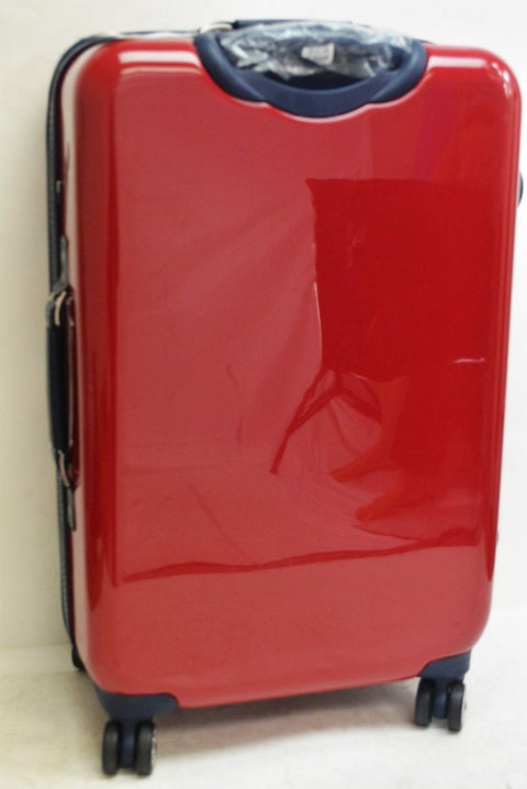 $280 TOMMY HILFIGER Red Rugby Striped 24'' Hard Case Spinner Suitcase Luggage