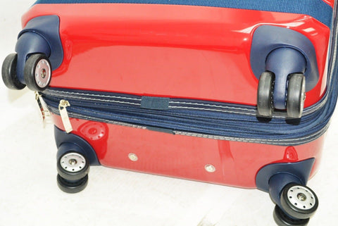 $280 TOMMY HILFIGER Red Rugby Striped 24'' Hard Case Spinner Suitcase Luggage