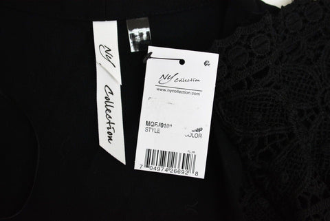NY Collection Women's 3/4 Sleeve Black Lace-Trim Open Front Cardigan Shrug Top L - evorr.com